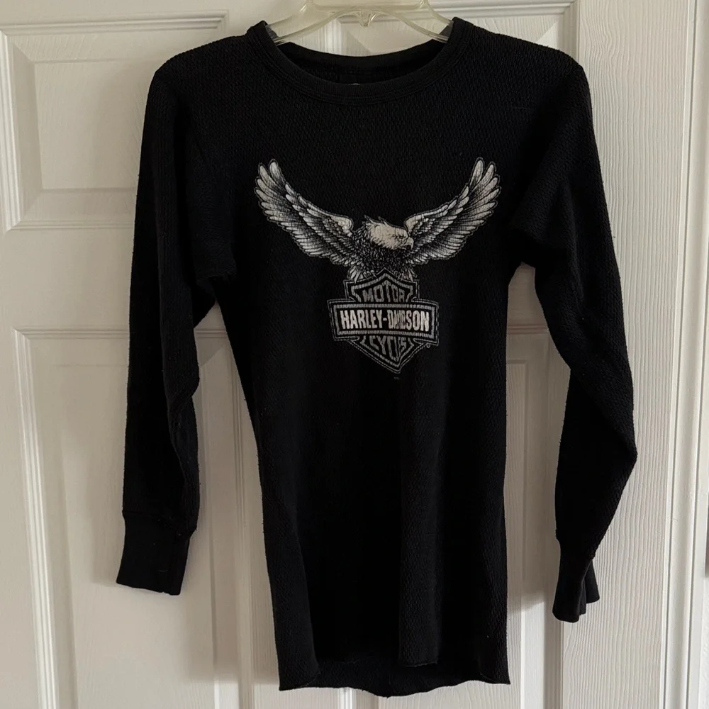 Harley-Davidson Women’s Black Eagle Thermal Long Sleeve Tee - Picture 1 of 5